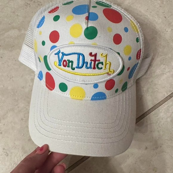 Von Dutch polka dot white hat. Never wore - Picture 1 of 4